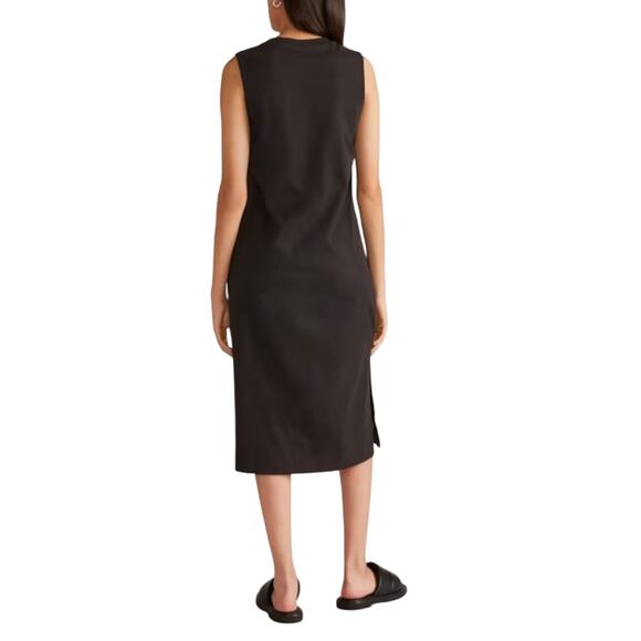 Everlane The Weekend Tank Dress Midi Black Crew Neck Organic Cotton Medium - Picture 2 of 9